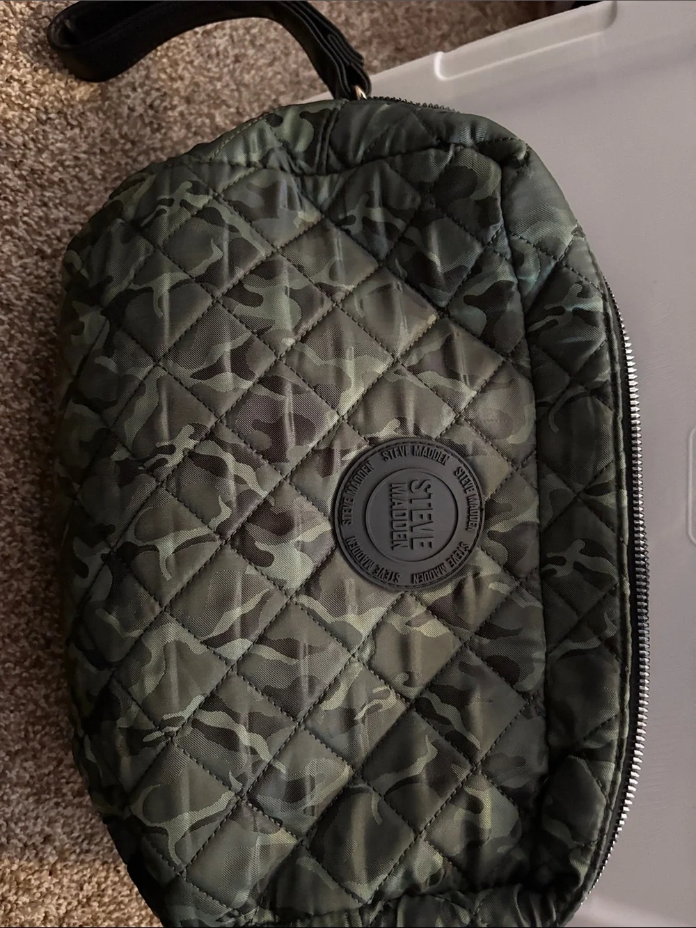 Steve Madden Quilted Camouflage Cosmetic Bag - Green
